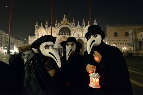 Many wore the plague doctor mask with its long nose, which the physicians wore stuffed with medicinal herbs to protect themselves