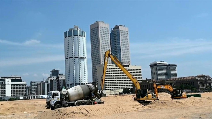 At Colombo's Port City -- an artificial island the size of central London that is to house one of South Asia's biggest financial centres -- work is progressing at a snail's pace.