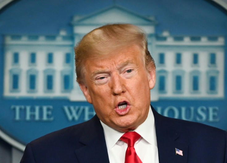 US President Donald Trump speaks during a press conference at the White House