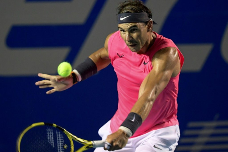 Spain's Rafael Nadal returns the ball en route to beating USA's Taylor Fritz in straight sets in the final of the  Mexico Open in Acapulco