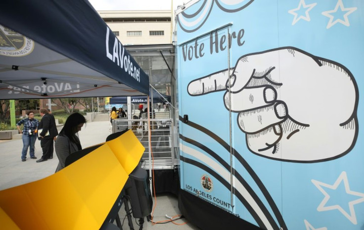 California is the biggest prize on Super Tuesday, and some of the state's voters have already cast ballots in early voting procedures, like this woman in Los Angeles