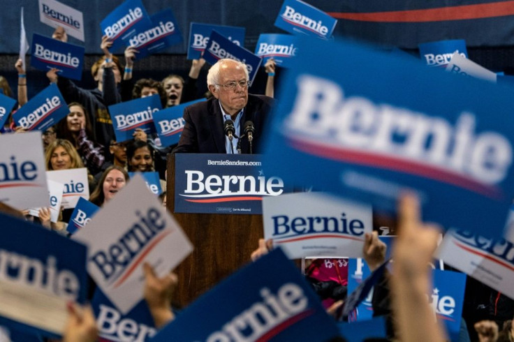 Democratic White House hopeful Vermont Senator Bernie Sanders speaks during a campaign rally in Virginia, a Super Tuesday state