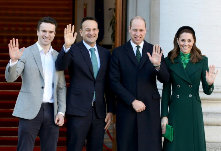 Ireland's interim Prime Minister Leo Varadkar (second left) with Prince William and their respective partners, Matthew Barrett and and Catherine, Duchess of Cambridge at the Government Buildings in Dublin on Tuesday