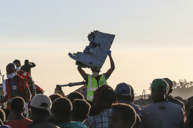 Debris from the crash of Ethiopian Airlines Flight 302, which killed all 157 people on board on March 10, 2019