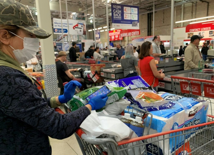 Shoppers were restricted to two crates of water each at Coscto in Burbank, California