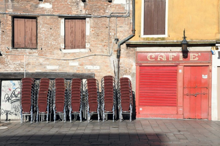 A closed bar in Venice, as large parts of northern Italy go into lockdown to prevent the spread of the virus