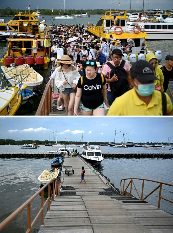 In Bali, piers once bristling with arrivals from China are now decorated with moored boats as coronavirus fears shrink tourist numbers