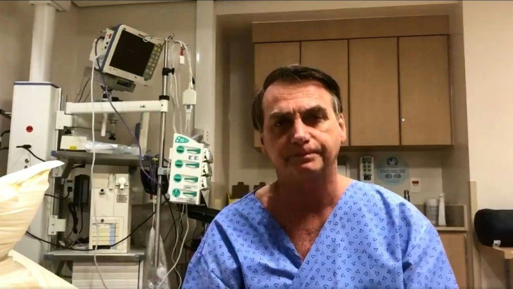 This video grab taken from Brazil's President Jair Bolsonaro's official Twitter account in January 2019 shows the Brazilian leader speaking before undergoing surgery in a Sao Paulo hospital to remove the colostomy bag that was placed after  a knife attack