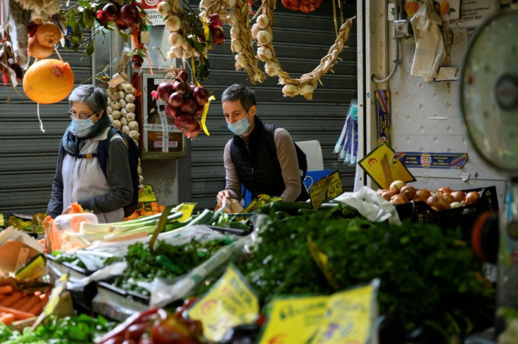 The scene at a Rome market on Monday