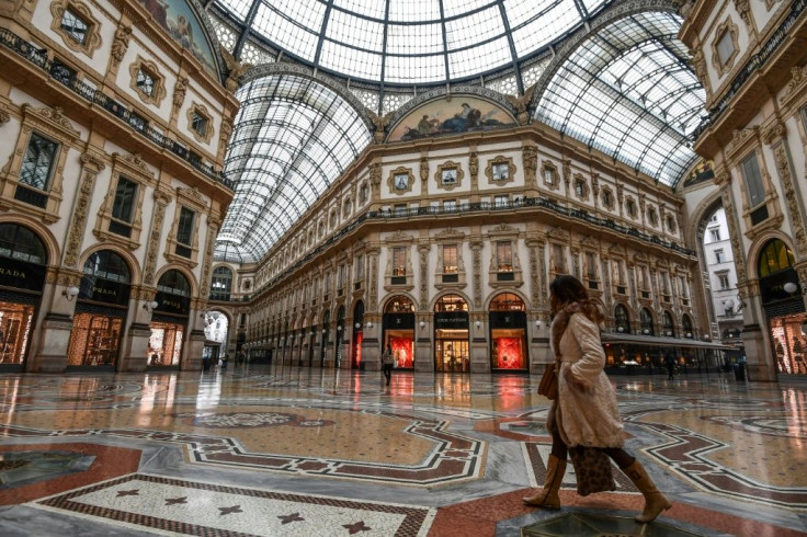 Normally crowded public spaces in Italy such as Vittorio Emanuele II galleria in Milan, are practically empty