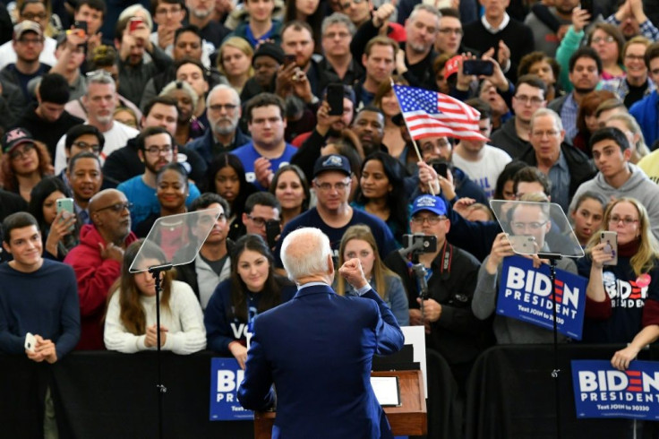 Democratic presidential candidate former vice president Joe Biden speaks during a campaign rally at Renaissance High School in Detroit, Michigan on March 9, 2020