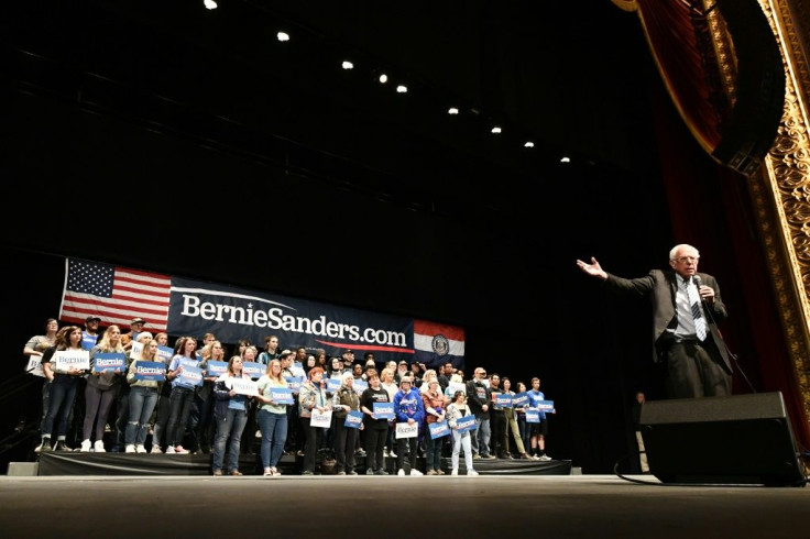 Democratic presidential hopeful US Senator Bernie Sanders speaks at a âBernie 2020â rally at the Stifel Theater in downtown St.Louis, Missouri on March 9,2020