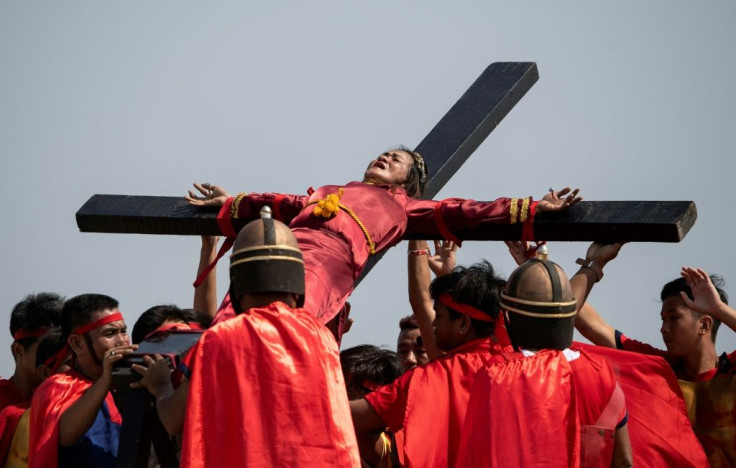 This photo from 2019 shows a crucifixion reenactment at the Good Friday Philippines event that was called off this year
