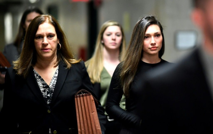 Former Actress Jessica Mann (R) delivered a powerful impact statement at Weinstein's sentencing