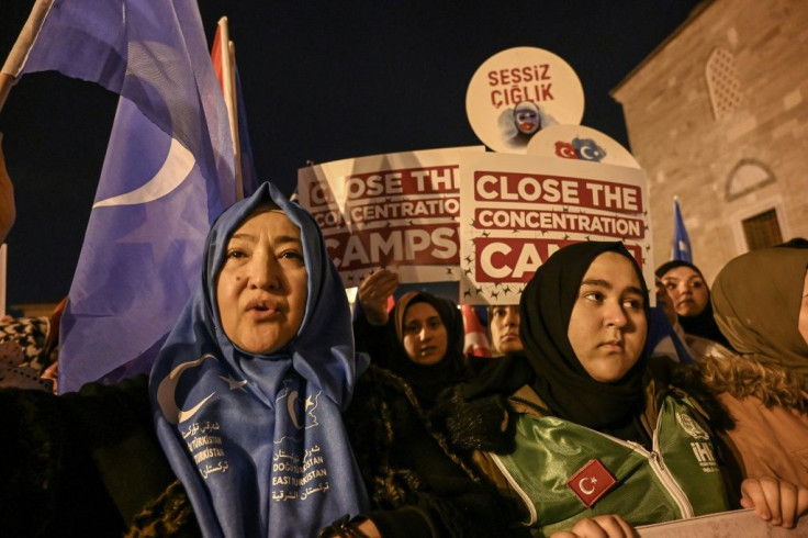 Supporters of China's Muslim Uighur minority rally Istanbul in December 2019