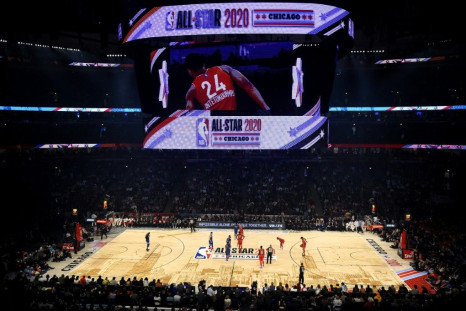 (FILES) In this file photo taken on February 17, 2020 a general view before the 69th NBA All-Star Game at the United Center on February 16, 2020 in Chicago, Illinois. The NBA has suspended play indefinitely after a Utah Jazz player preliminarily tested po