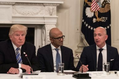 Amazon argues it was shut out of the Pentagon deal because of President Donald Trump's vendetta against the company and its chief executive Jeff Bezos (R)