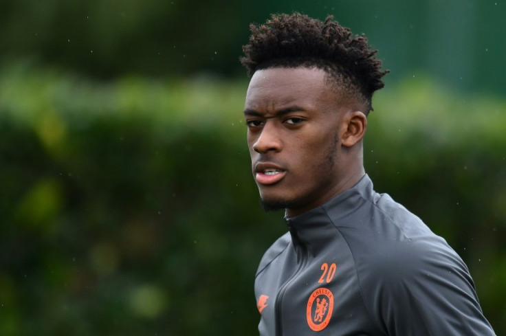 Callum Hudson-Odoi attends a Chelsea training session