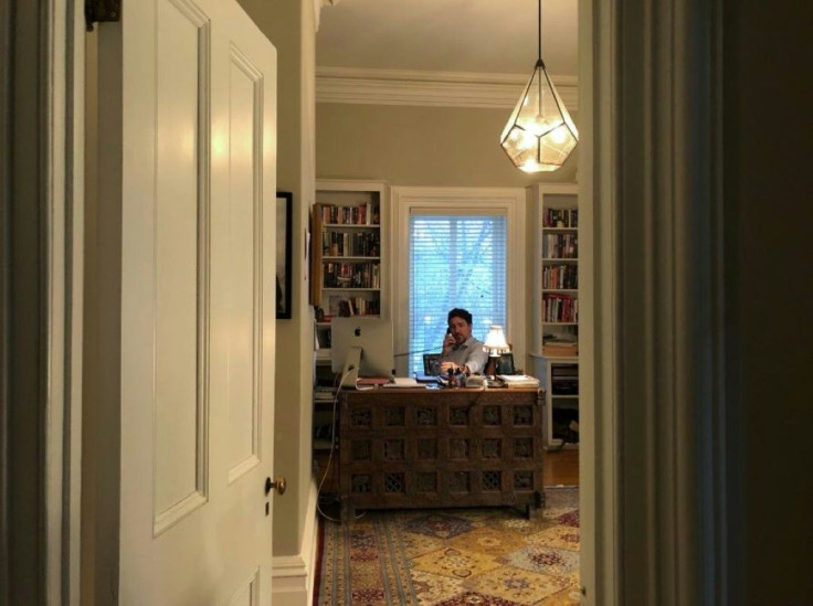 Canadian Prime Minister Justin Trudeau in self-isolation working from home in Ottawa, Canada