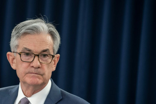 US Federal Reserve head Jerome Powell is seen in this file photo announcing an interest rate cut on March 3, 2020; President Donald Trump has criticized Powell and the Fed for not doing more to forestall economic damage from the coronavirus