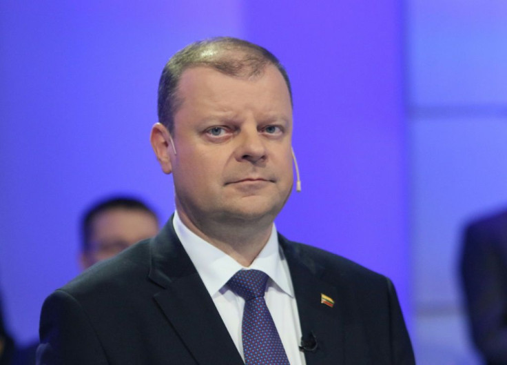 Lithuanian Prime Minister Saulius Skvernelis (pictured May 2019) said the country has decided to reinstate checks on its borders with Latvia and Poland, becoming the fifth nation to do so within the bloc's zone of free travel