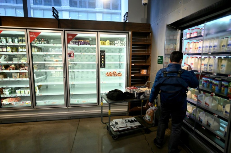 New Yorkers gathered food, toilet paper and disinfectant products at the city's supermarkets such as this organic grocery in Manhattan seen on March 13