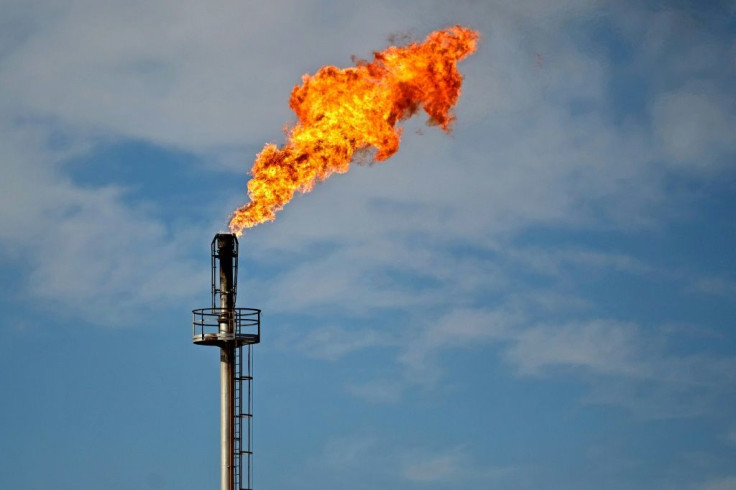 View of a gas flare in Anelo, Argentina, part of the vast Vaca Muerta field