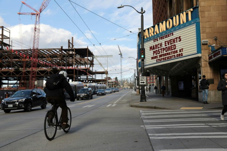 This theater in Seattle, Washington, was closed due to coronavirus fears on March 12, 2020, one of an estimated 100 theaters to do so in North America