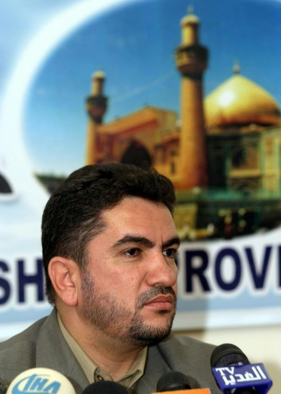 A picture from 2004 of Adnan Zurfi, former governor of Najaf, addressing reporters in the southern shrine city