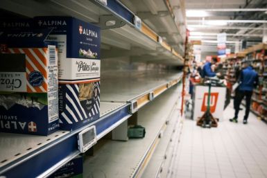 Empty shelves after shoppers spooked by the coronavirus outbreak stock up on pasta to help get them through the crisis