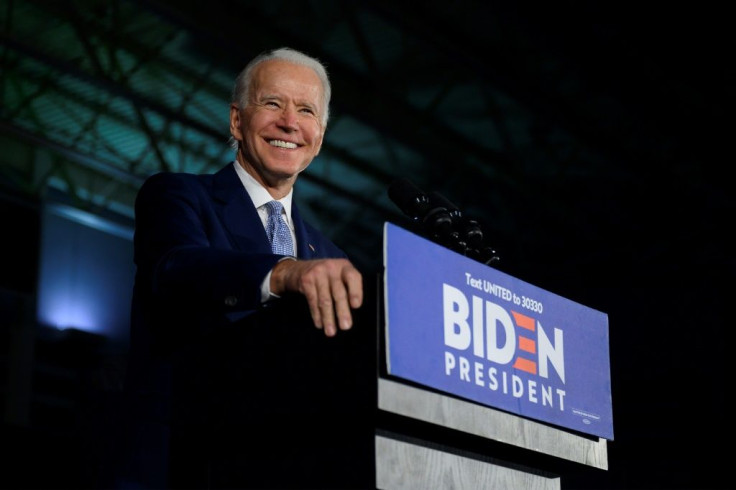 Joe Biden, pictured February 29, 2020, easily won the Florida and Illinois primaries over Bernie Sanders, widening his lead in the race for the Democratic presidential nomination