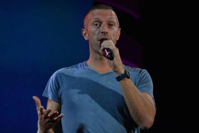 Chris Martin speaks at the 2019 Global Citizen Festival, which he is collaborated with for an online concert as the coronavirus pandemic has fans -- and artists -- stuck at home