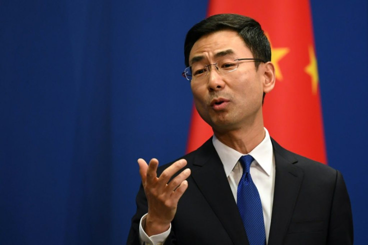 Chinese Foreign Ministry spokesman Geng Shuang speaks during the daily press briefing in Beijing