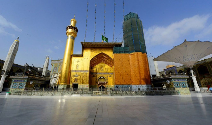 The usually busy Imam Ali Shrine in the central holy city of Najaf is pictured empty on March 18, 2020 amidst the coronavirus COVID-19 pandemic