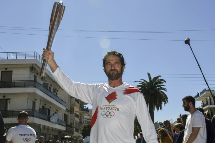 The Greek leg of the relay was cancelled when crowds mobbed Hollywood star Gerard Butler