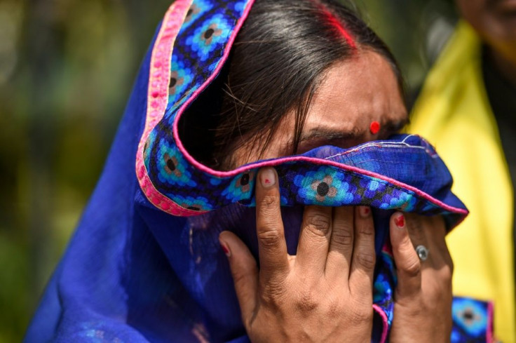 Punita Devi, wife of Akshay Thakur, one of the four men convicted for the gang-rape and murder case of a student, spoke to media representatives, outside the Patiala House Court in New Delhi on March 19, 2020