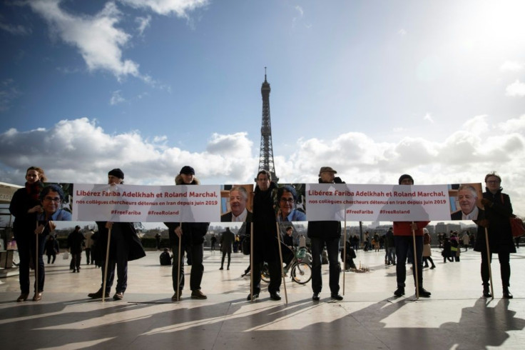 Protesters in France have called on Iran to release academics Roland Marchal and Fariba Adelkhah