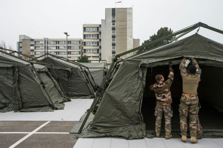 French soldiers have set up a field hospital in the northeast city of Mulhouse, where the hospitals are hard pressed