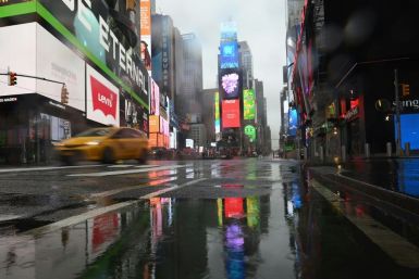 A nearly empty Times Square is seen on March 23, 2020 in New York City