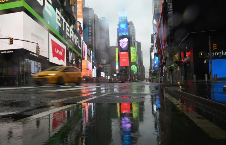 A nearly empty Times Square is seen on March 23, 2020 in New York City