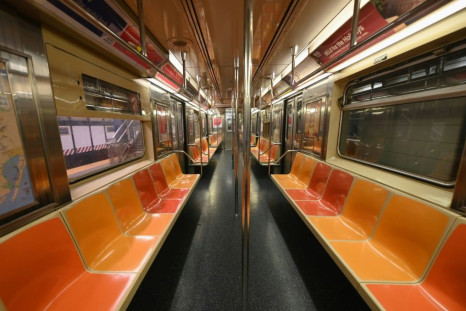 An empty New York Subway car is seen on March 23, 2020 in New York City