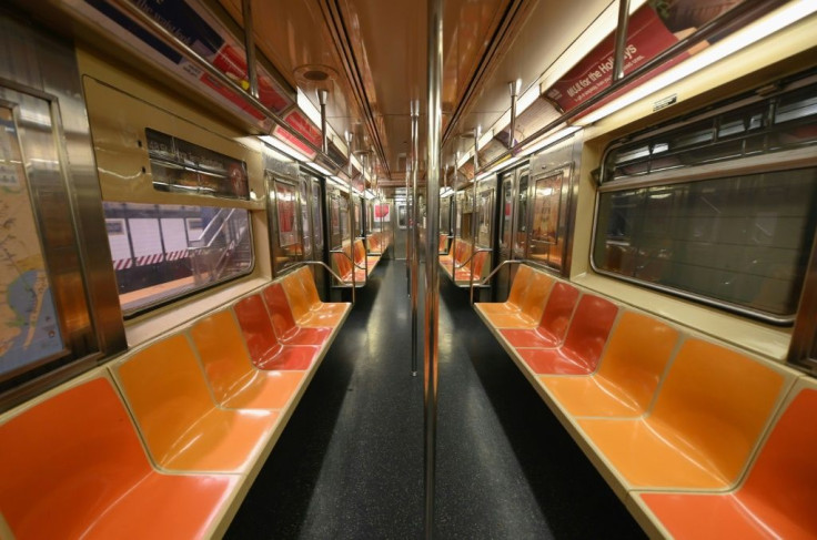 An empty New York Subway car is seen on March 23, 2020 in New York City