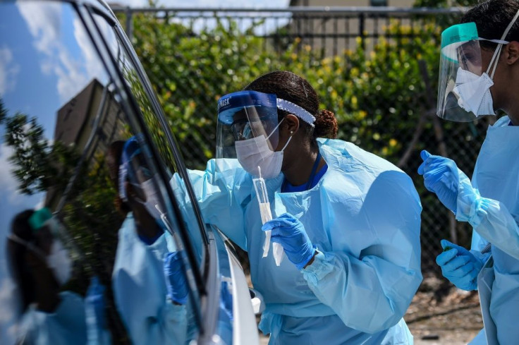 A drive-through coronavirus testing lab in West Palm Beach, Florida -- the United States has the third-highest number of confirmed cases globally, behind China and Italy