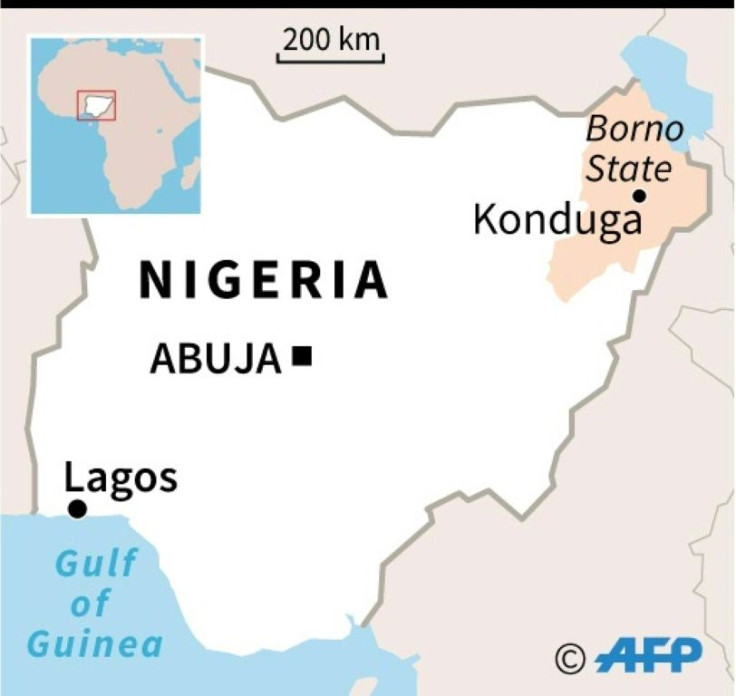 Map locating the state of Borno in Nigeria, where dozens of soldiers were killed when their convoy was attacked by jihadists