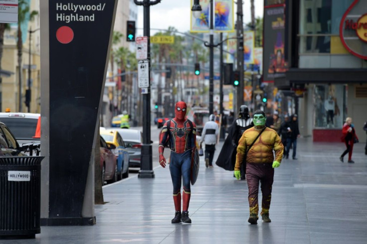 The Hollywood Walk of Fame lies deserted, with the final attempts to round up passengers for tours of the stars' homes and hangouts abandoned