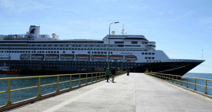 Holland America says no one has been off the ship since March 14, 2020, at Punta Arenas, Chile, where it is pictured