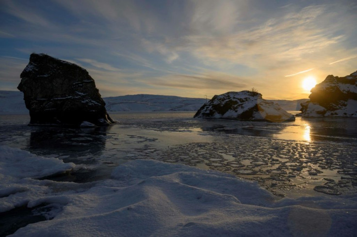The temperature above the frozen lake of Kleifarvatn, one of country's deepest, is minus six degrees Celsius (21.2 degrees Fahrenheit)