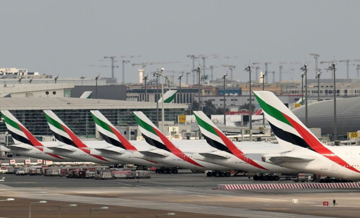 Emirates aircraft grounded at Dubai international Airport after the carrier suspended all passenger operations amid the COVID-19 coronavirus pandemic