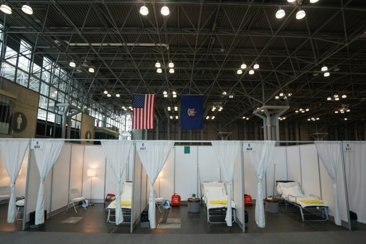 A temporary hospital is set up at Manhattan's Javits Center, as medical facilities in New York struggle to handle the influx of coronavirus patients