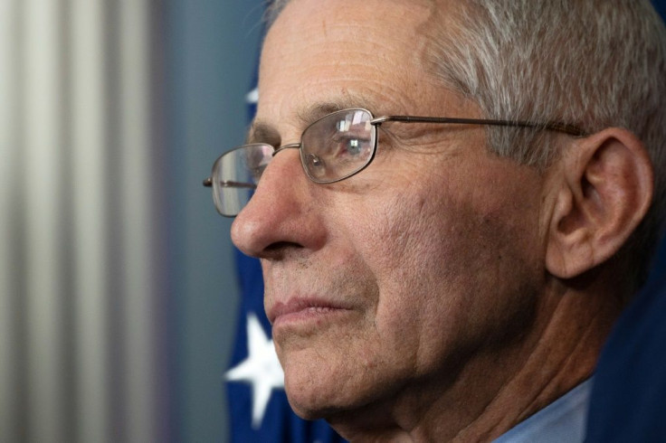 This file photo shows infectious disease specialist Dr. Anthony Fauci at a news briefing March 15, 2020; he now predicts the coronavirus could claim up to 200,000 American lives